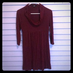 F21 purple cowl neck fit and flare dress